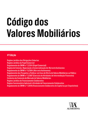cover image of Código dos Valores Mobiliários--4ª Edição